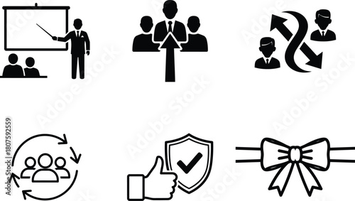A set of business and management icons isolated on for presentations and websites