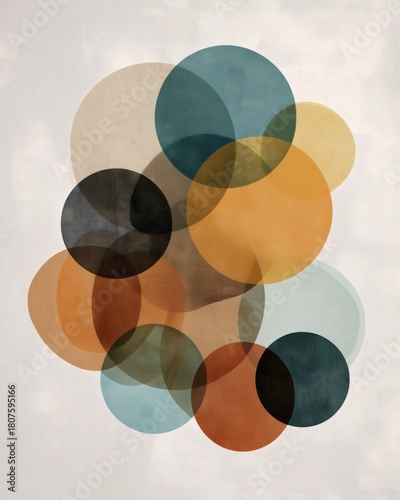 A collection of translucent circles overlap to form a composition.