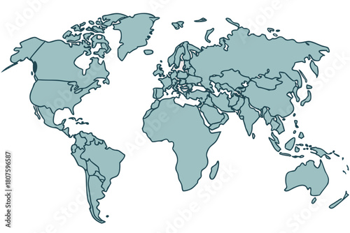 World Map Outline With Country Borders earth globe