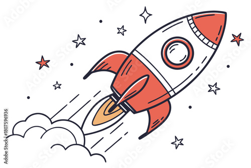 Rocket Ship Ascending with Smoke Trails spaceship launch