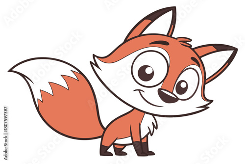 Cartoon fox with big eyes and bushy tail animal cute