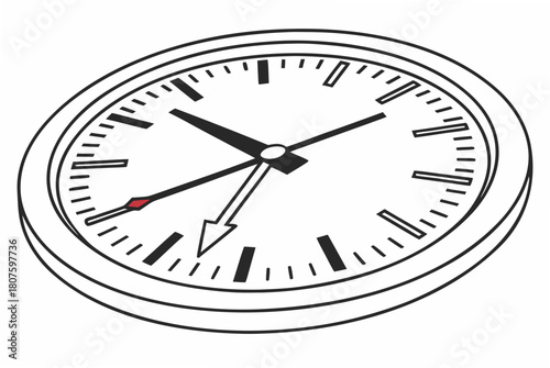 Round Clock Face with Red Second Hand time dial