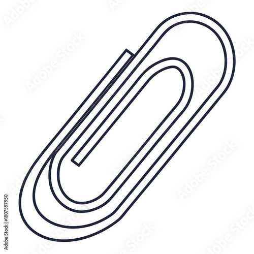 Dark Outline Paperclip on White Background stationery