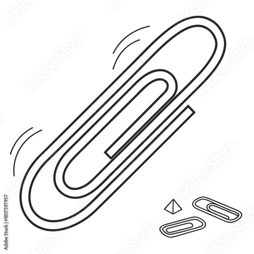 Black and White Line Drawing of Paperclips office supply