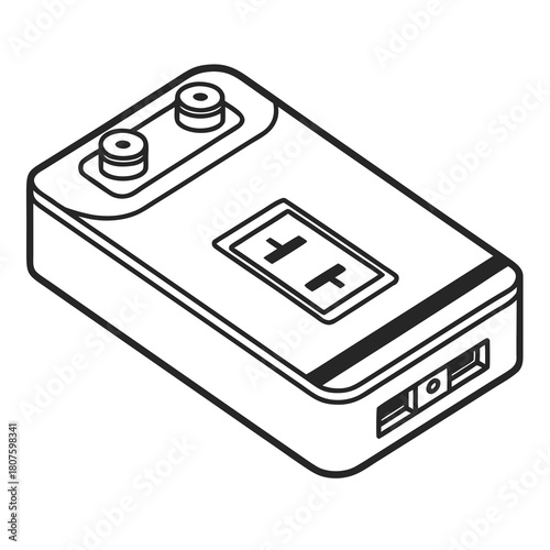 9 Volt Battery Outline Icon power energy
