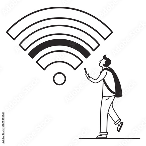 Person Using Smartphone with Wi Fi Signal mobile wifi