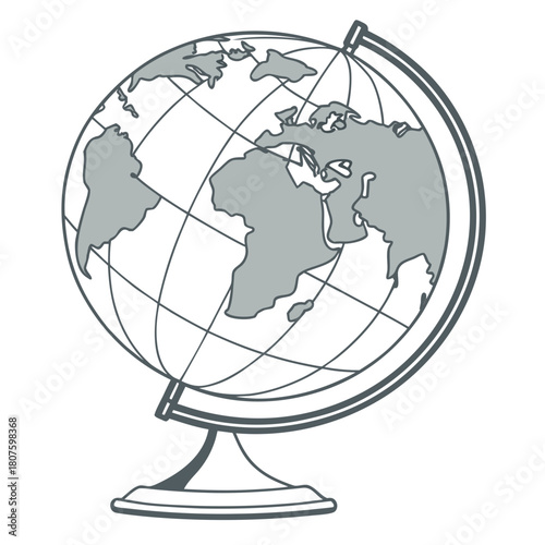 Globe with continents of North and South America and Africa