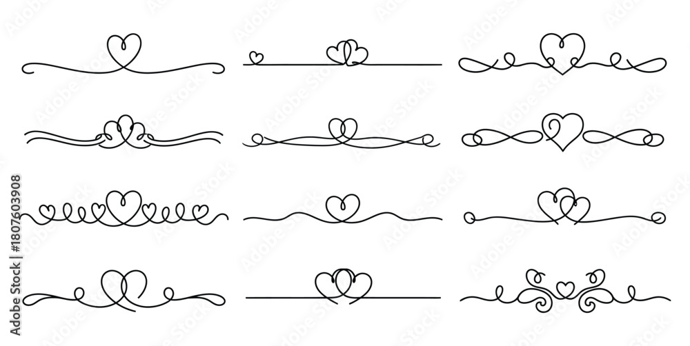 Fototapeta premium Frame love border set