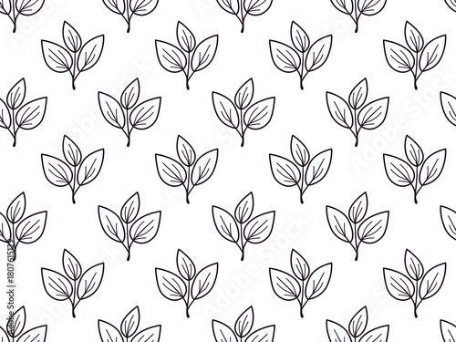 Elegant seamless pattern of minimalist handdrawn leaves. Perfect for textile design, wallpapers, packaging, and website backgrounds.  A symbol of growth, nature, and freshness.