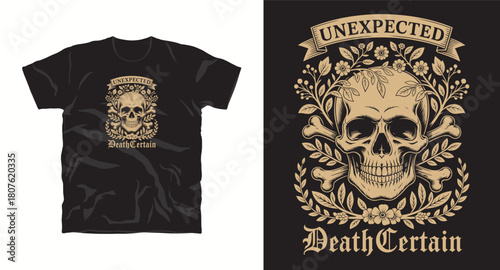 Unexpected death certain vector illustration design for t shirt