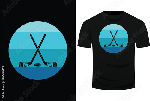 Ice Hockey Stick Hockey Sport Retro Vintage Ocean Water Svg Design