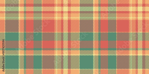 Revival plaid fabric texture, english vector tartan textile. Attire check background pattern seamless in red and mint colors.