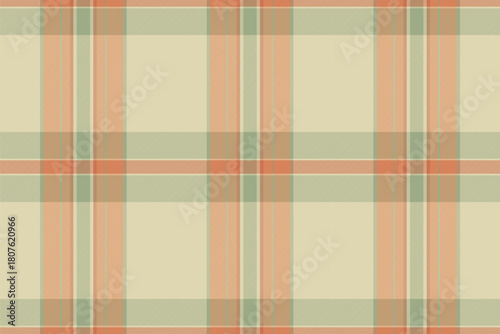 Napkin plaid vector seamless, strong check texture fabric. Line pattern tartan textile background in light and orange colors.
