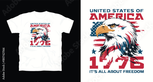 American eagle patriotic t-shirt design with usa flag for 4th of july