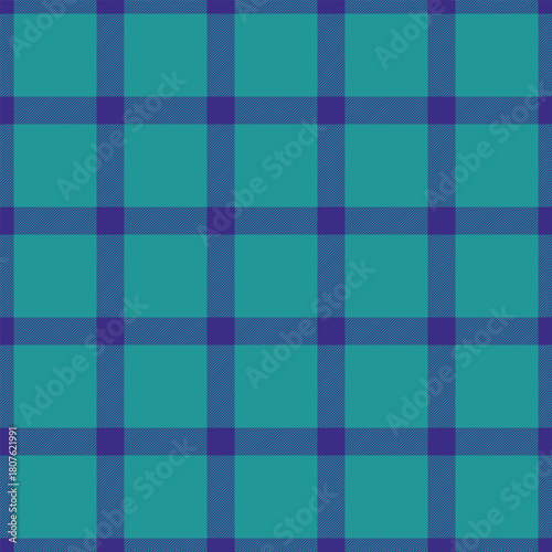 Model pattern plaid texture, picnic vector fabric textile. Tribal seamless tartan check background in indigo and teal colors.
