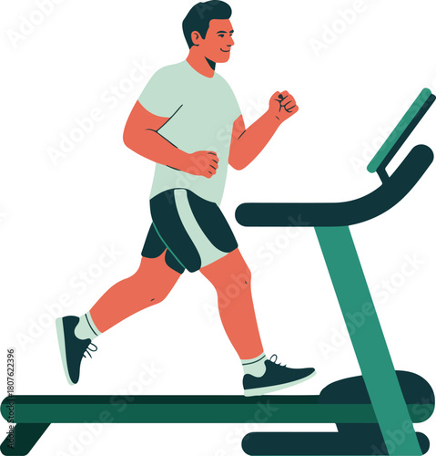 Man running on a treadmill isolated on for fitness training