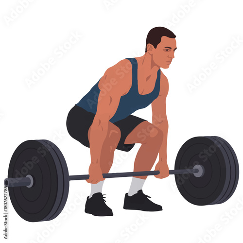 Man doing deadlift isolated on for strength and muscle gain