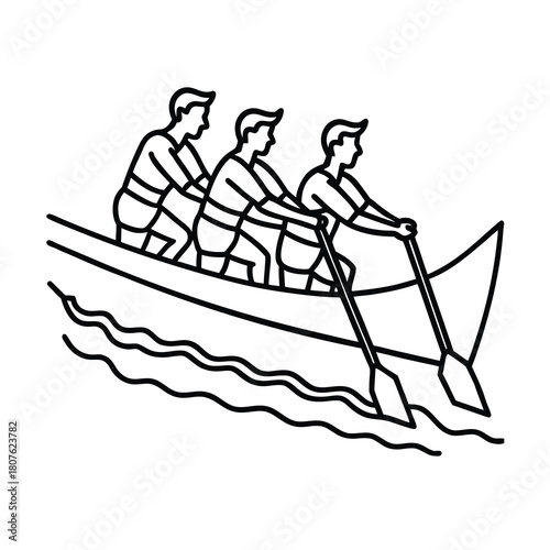 Cartoon illustration of a man and woman in a fun fishing boat on the sea for a vacation sport drawing vector