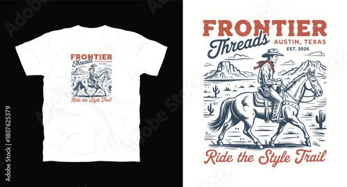 Frontier threads austin texas ride style trail t-shirt