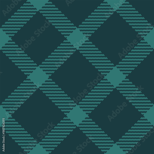 Faded textile fabric vector, printout tartan background plaid. Woven seamless check texture pattern in dark and teal colors.