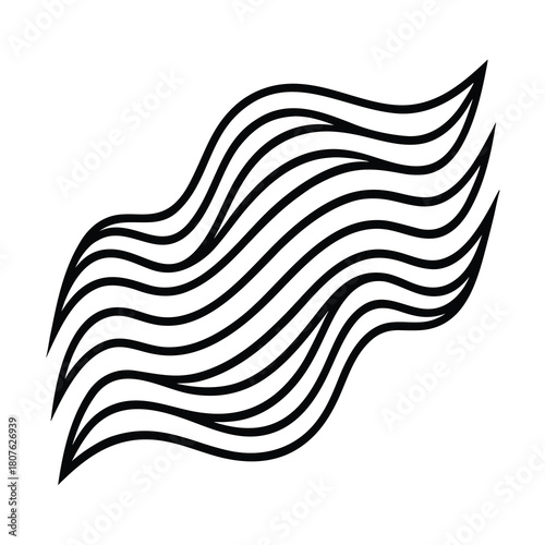 Abstract black and white water wave vector illustration for sea pattern design or decoration