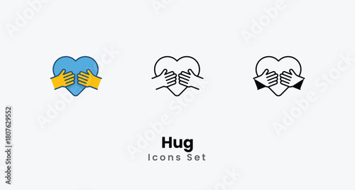 Hug icons vector set stock illustration
