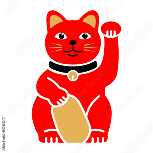 Red Maneki Neko Clip Art Traditional Japanese Lucky Charm