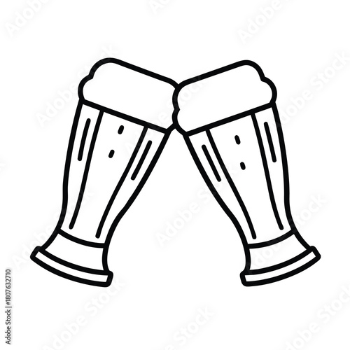 Isolated glass of beer and black rubber slipper pair accessory on white