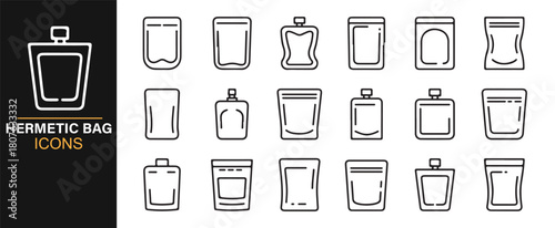 Simple Line Icons Showing Flexible Packaging and Sealable Bags