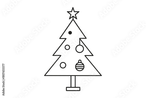 Christmas tree icon illustrating winter holidays, celebration, and festive seasonal decoration with star and baubles