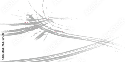 Dynamic grey brush strokes art on white background, abstract expressive texture