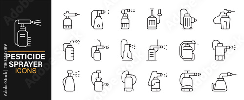 Minimal Chemical Spraying Symbol Set for Gardening and Farming Themes