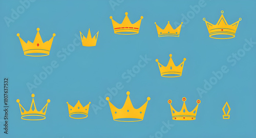 royal gold decorative, deluxe crown symbols, elegant monarchy set, golden icon bundle, aristocratic emblem pack, classic decorative tiara, crown jewelry outline, regal noble symbols, luxury golden orn