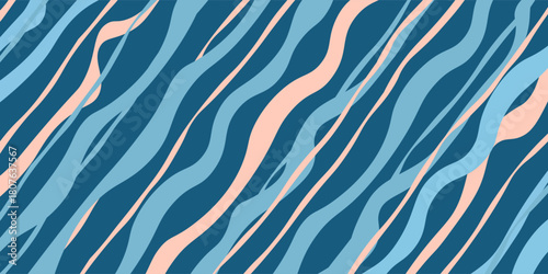 Illusion of motion. Fluid shapes composition. Wave Lines Pattern Abstract Background. Waved pattern. Hand drawn colorful waves. Seamless.