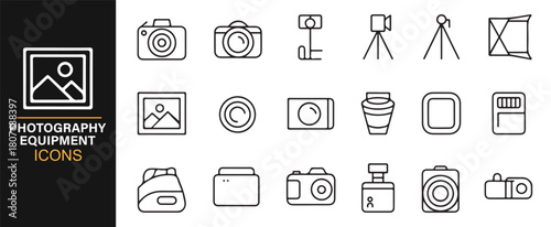Professional Vector Symbols of Photography Equipment and Shooting Gear