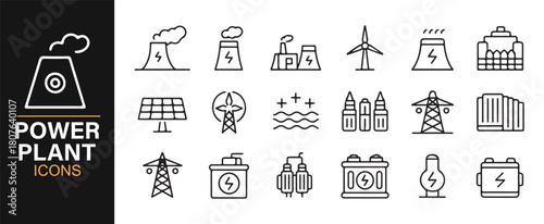 Clean Thin-Line Illustrations of Electric Towers and Power Structures