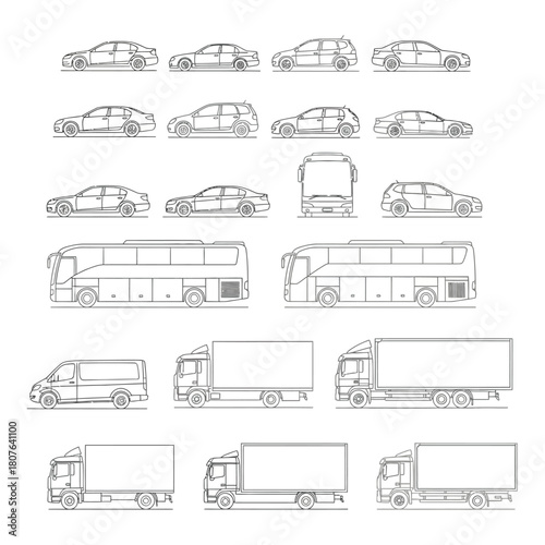 Vehicle Silhouettes and Views Blueprint Collection