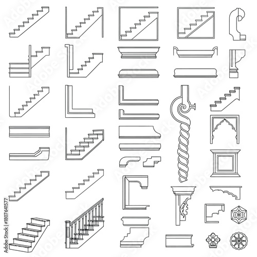 Architectural Staircase and Decorative Element Collection