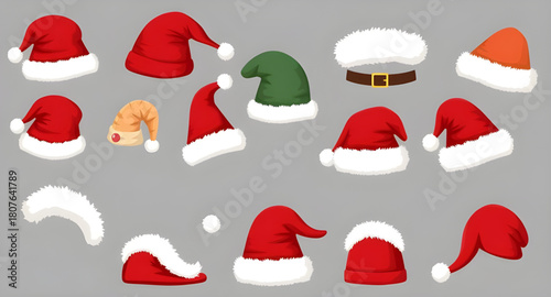santahat,xmashat,holidayhat,winterhat,festivehat,redhat,whitefur,pompom,beanie,cap,headwear,accessory,costume,party,celebration,tradition,cheer,joy,seasonal,ornament,decoration,icon,symbol,vector,illu