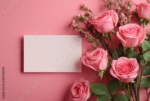 Elegant Pink Roses Arranged on a Soft Pink Background for a Fresh Floral Display