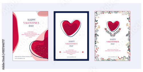 Elegant Valentine's day Set of greeting cards, posters, holiday covers. suitable for poster, cover book and banner design. vector illustration.