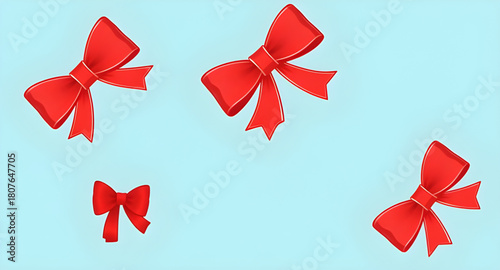 red,bows,ribbon,set,decor,ornament,holiday,christmas,festive,shiny,glitter,glossy,satin,elegant,tied,looped,wrap,package,gift,decoration,collection,stylish,design,vibrant,bright,classic,fabric,velvet,