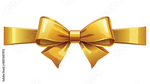 Elegant gold ribbon with a bow set on a white background, conveying a sense of luxury and festivity..eps