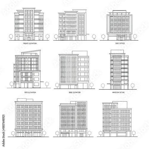 Architectural Elevations of Modern Buildings whisk