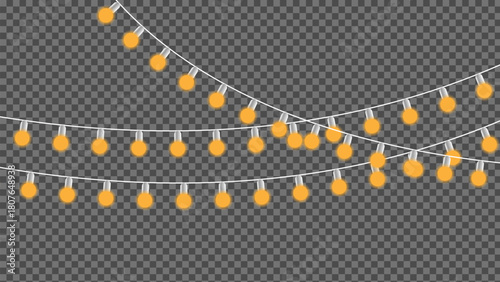 String Of Yellow Christmas Lights On Transparent Background string lights orange