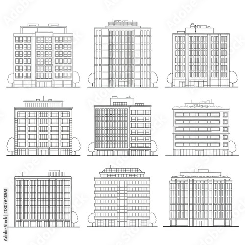 Architectural Facades of Apartment Buildings whisk