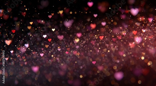 Colorful Hearts Floating in a Festive Background During a Romantic Celebratio...