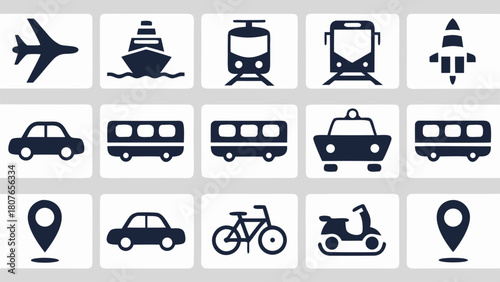 transport icons airplane ship truck car train