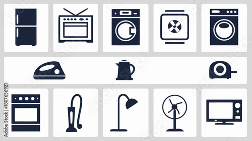 home appliance icons refrigerator washing machine microwave