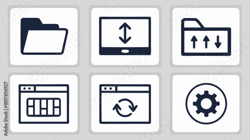 computer interface icons folder file cursor settings window